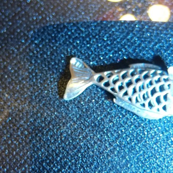 Sterling 3-D Fish Charm Earrings - Picture 2 of 2
